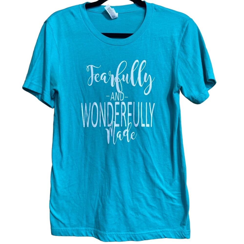 Canvas teal turquoise fearfully and wonderfully made graphic tee‎ - small